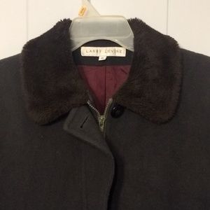 Larry Levine fur trimmed wool coat